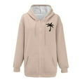 thumbnail image 4 of ManxiVoo Women Fashion Coconut Tree Print Soft Sports Hoodie Lightweight Comfortable Y2K Street Style Top L Size Khaki, 4 of 4