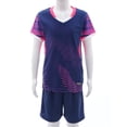 thumbnail image 2 of Haitryli Kids Boys Girls 2 Piece Basketball Football Jersey Athletic T-Shirts Tops with Sweat Shorts Navy Blue 3XS, 2 of 7