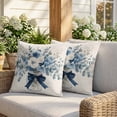 thumbnail image 3 of 16x16 Pillow Covers Set of 2, Blue Spring Floral Square Throw Pillow Covers for Couch/Sofa/Living Room, Watercolor Summer Flowers Vintage Decorative Soft Pillowcases for Couch Throw Pillows, 3 of 9