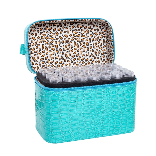 Graflsoa 84-Compartment Zippered Storage Box for Diamond Painting & Jewelry - Patterned Design, Includes Random Sticker (Blue)