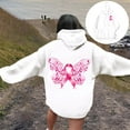 thumbnail image 5 of Hoodies for women Drawstring Long Sleeve Pink Ribbon Graphic Breast Cancer Awareness Hooded Sweatshirts with Pockets Casual Pullover Tops, 5 of 8