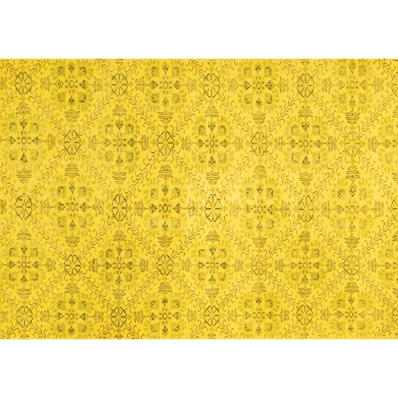 Ahgly Company Indoor Rectangle Abstract Yellow Contemporary Area Rugs, 4' x 6'