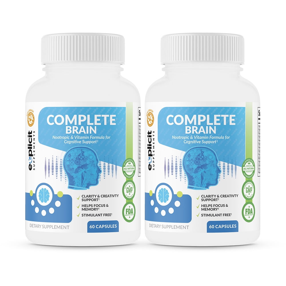 CompleteBrain Nootropics - Achieve Mental Dominance - Improves Memory, Mood, Focus, Clarity and Creativity - 2 Pack