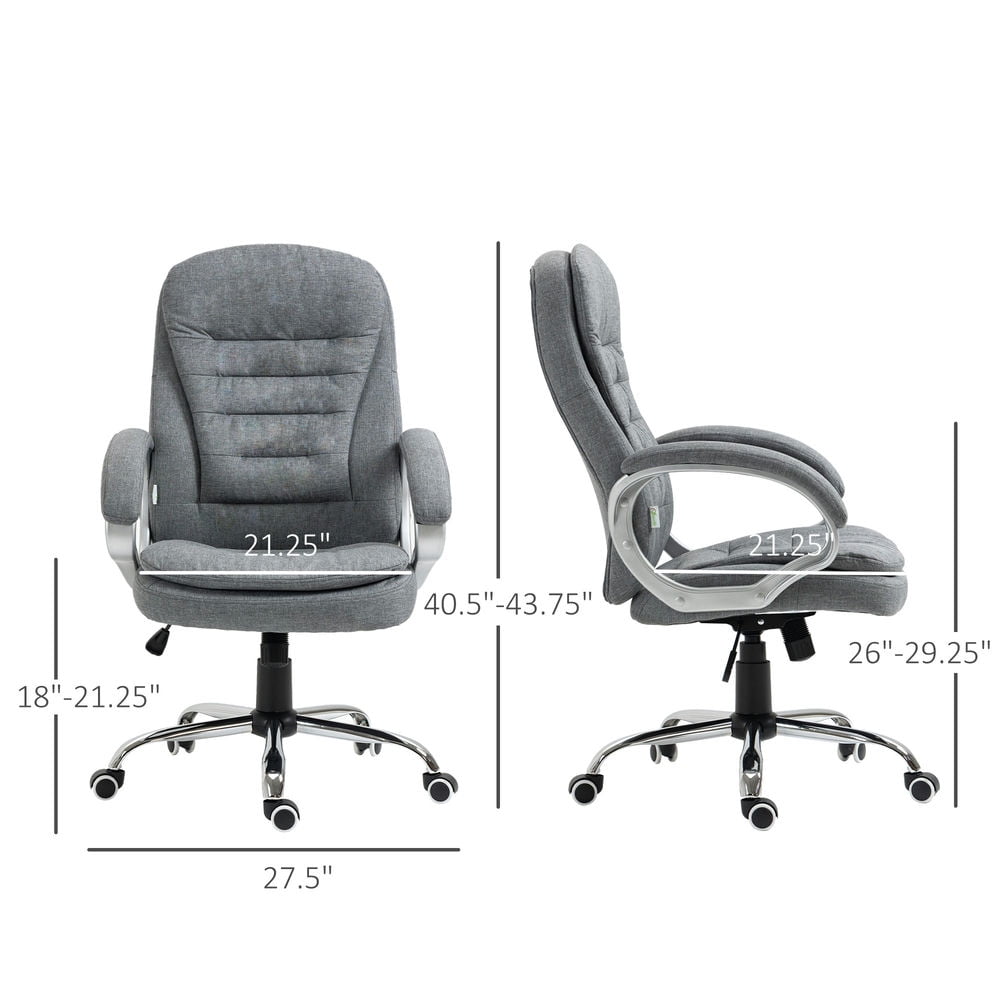 Demi Bonn High Back Office Desk Chair, Ergonomic Computer Chair with Upholstered Thick Padding Headrest and Armrest, Adjustable Height Executive Chair, Gray