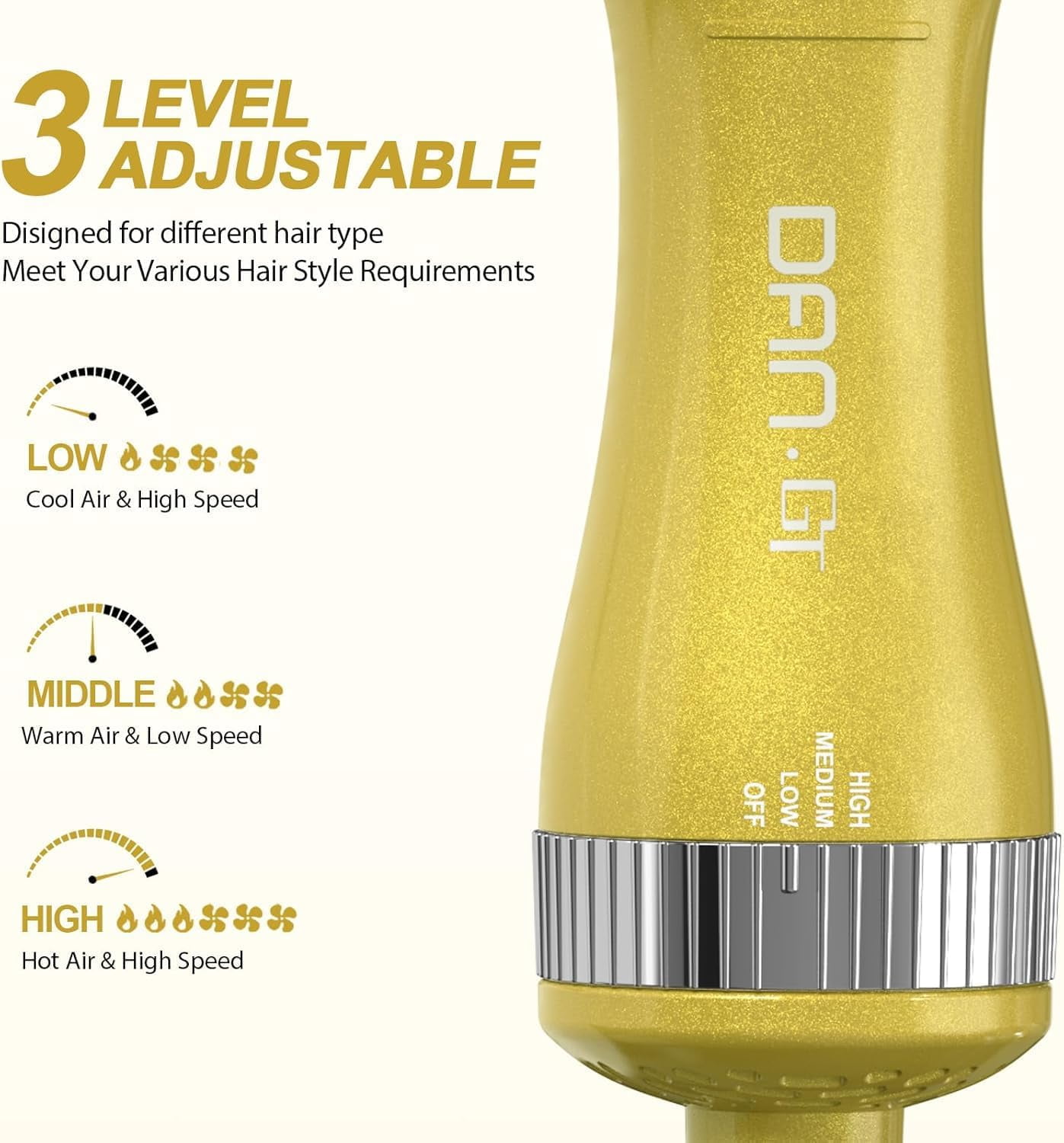 Free Shipping! DAN Travel Hair Dryer Brush Nano Titanium Dual