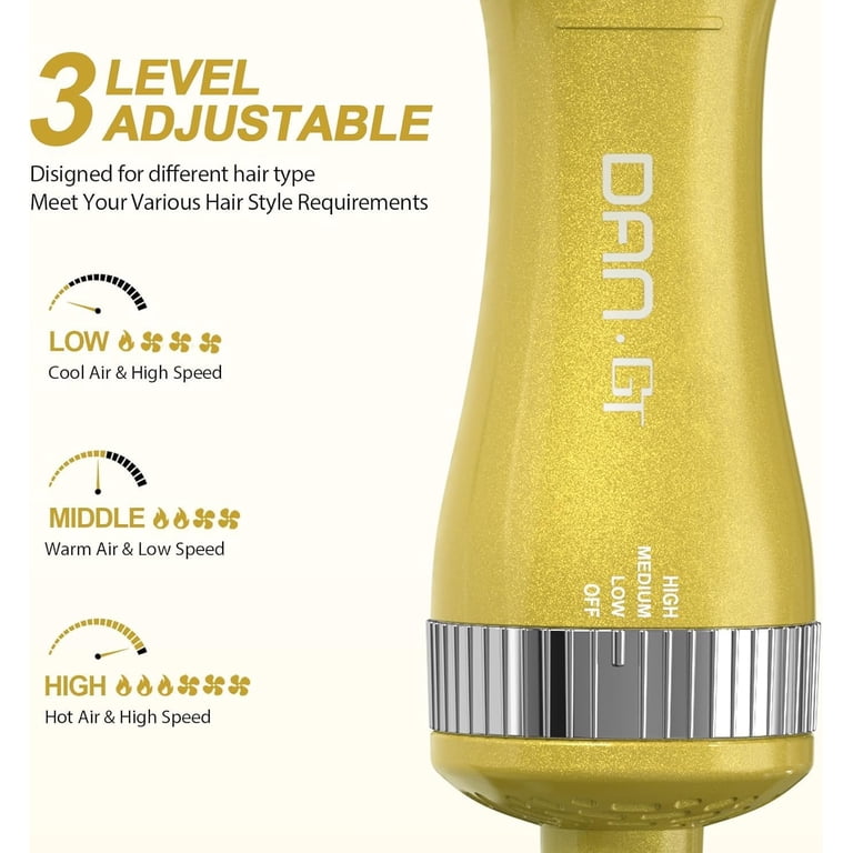 Free Shipping! DAN Travel Hair Dryer Brush Nano Titanium Dual