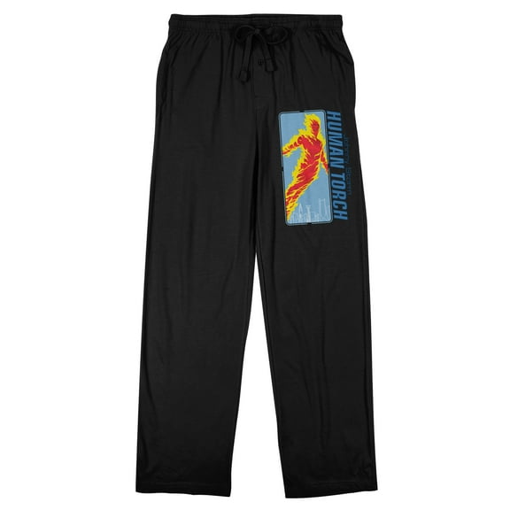 Fantastic Four: First Steps Human Torch Men's Black Sleep Pajama Pants-Large