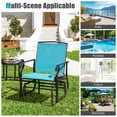 thumbnail image 2 of Resenkos Double Swing Glider Rocker Chair set, Small Patio Conversation Furniture Set with Glass Table-Turquoise, 2 of 10