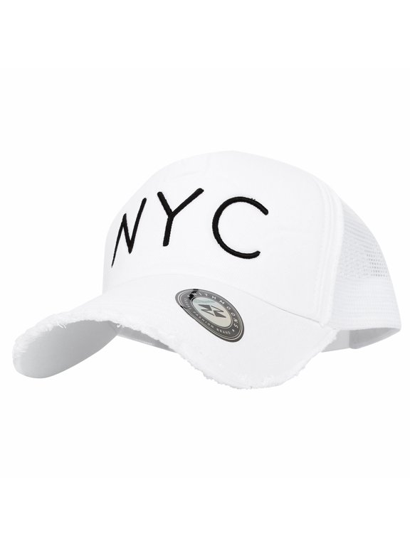 Mesh Baseball Cap Cotton Dad Trucker Hat Distressed KRM1154 (White)