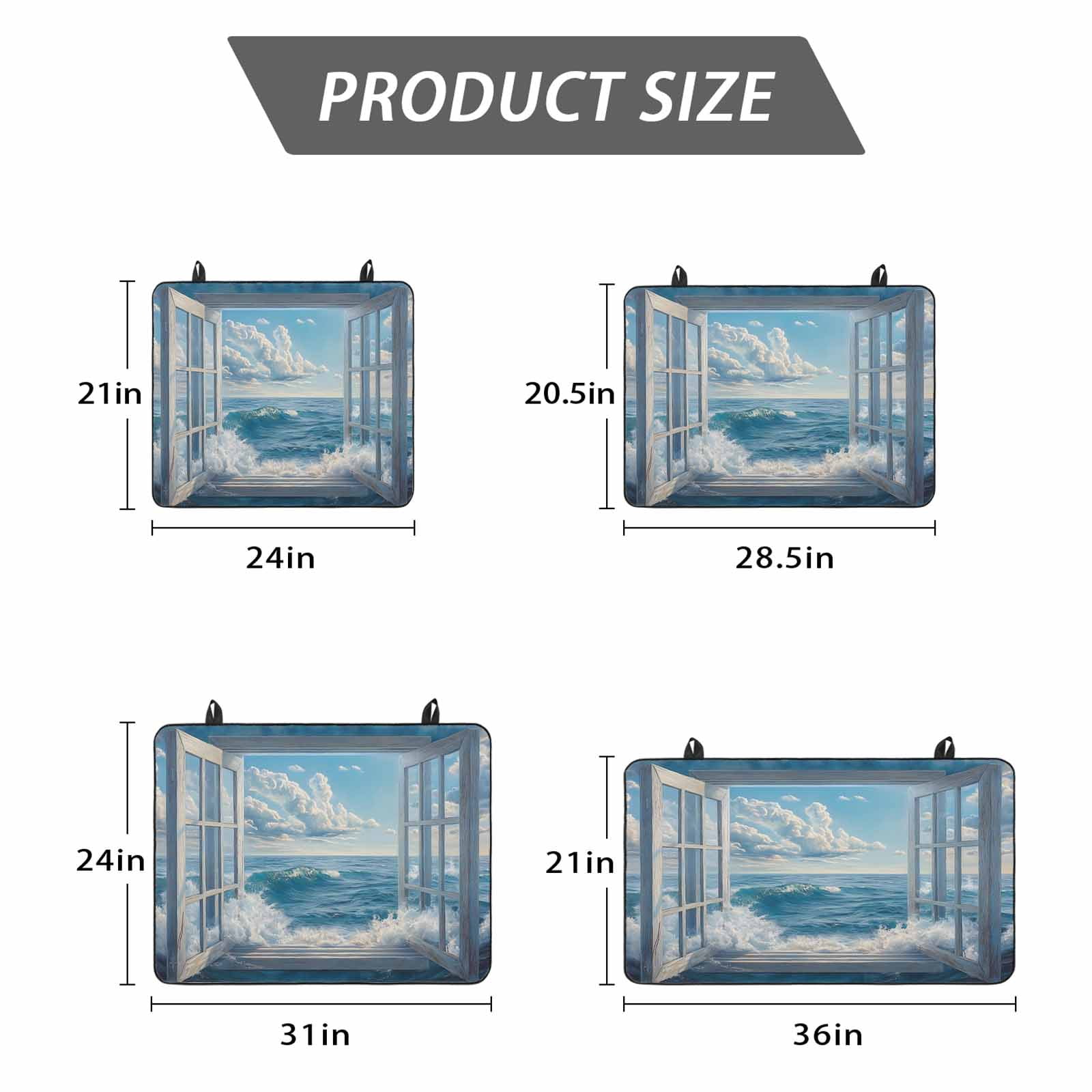 Coastal Stove Top Cover for Electric Stove, Heat-proof & Non Slip Glass Top Stove Cover Protector, Window Nautical Beach Blue Seaside Kitchen Flat Cooktop Rubber Mat 24x21 Inches
