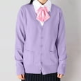 thumbnail image 2 of Women's 2023 Fall Oversized Open Front Button V Neck Lightweight Knit Cardigan Sweater Outerwear Garment, 2 of 4