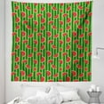 thumbnail image 1 of Melon Tapestry, Cartoon Watermelon Slices on Vertical Stripes, Fabric Wall Hanging Decor for Bedroom Living Room Dorm, 5 Sizes, Fern Green Hunter Green, by Ambesonne, 1 of 1