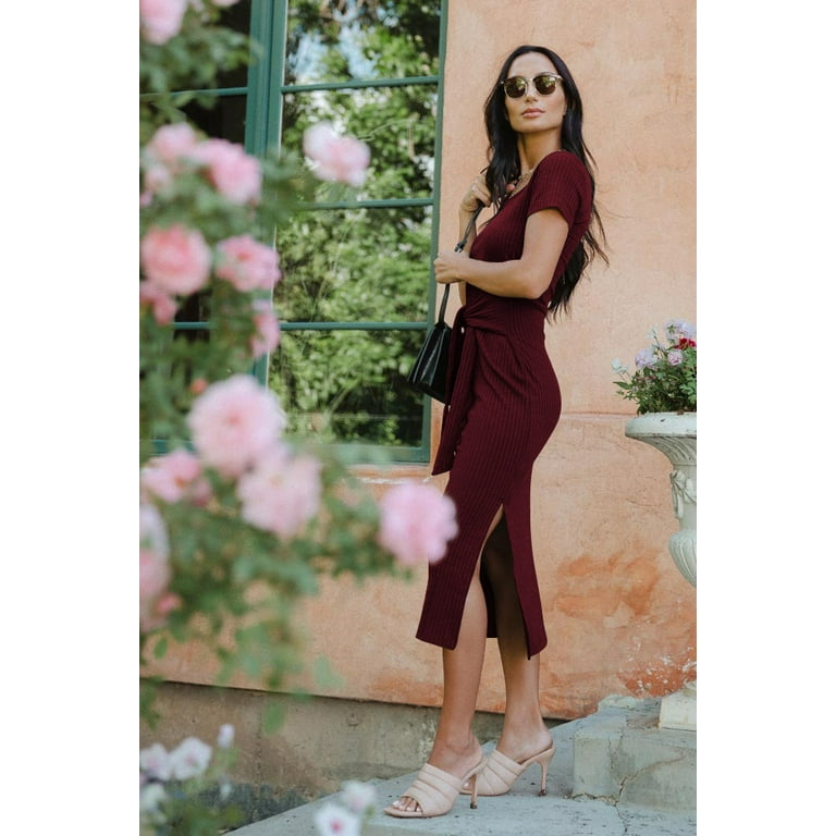 New Womens Dresses summer new square neck strappy slit dress fashion bag  hip midi skirt - Walmart.com