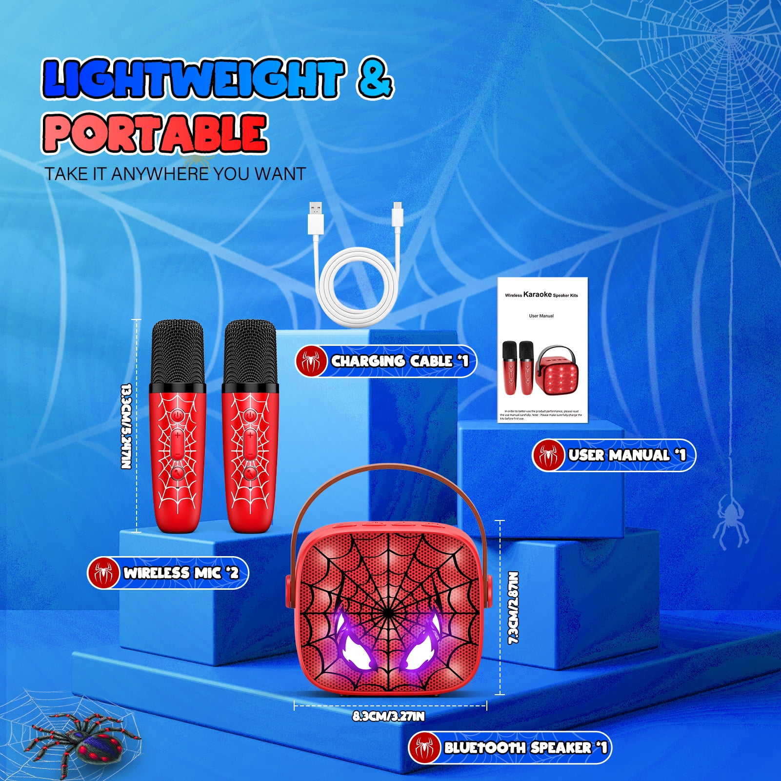 Mini Karaoke Machine for Kids, 2 Karaoke Microphones for Kids, Portable Bluetooth Speaker Birthday Gifts for 3 4 5 6 7 8-15 Year Old Boys Girls, Toys Easter Gifts for Kids