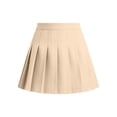 thumbnail image 5 of Girls High Waist Pleated Mini Skirt, A-Line Flowy Skater Skirt, Solid Color Uniform Skirt Beige 14-15 Years, 5 of 5