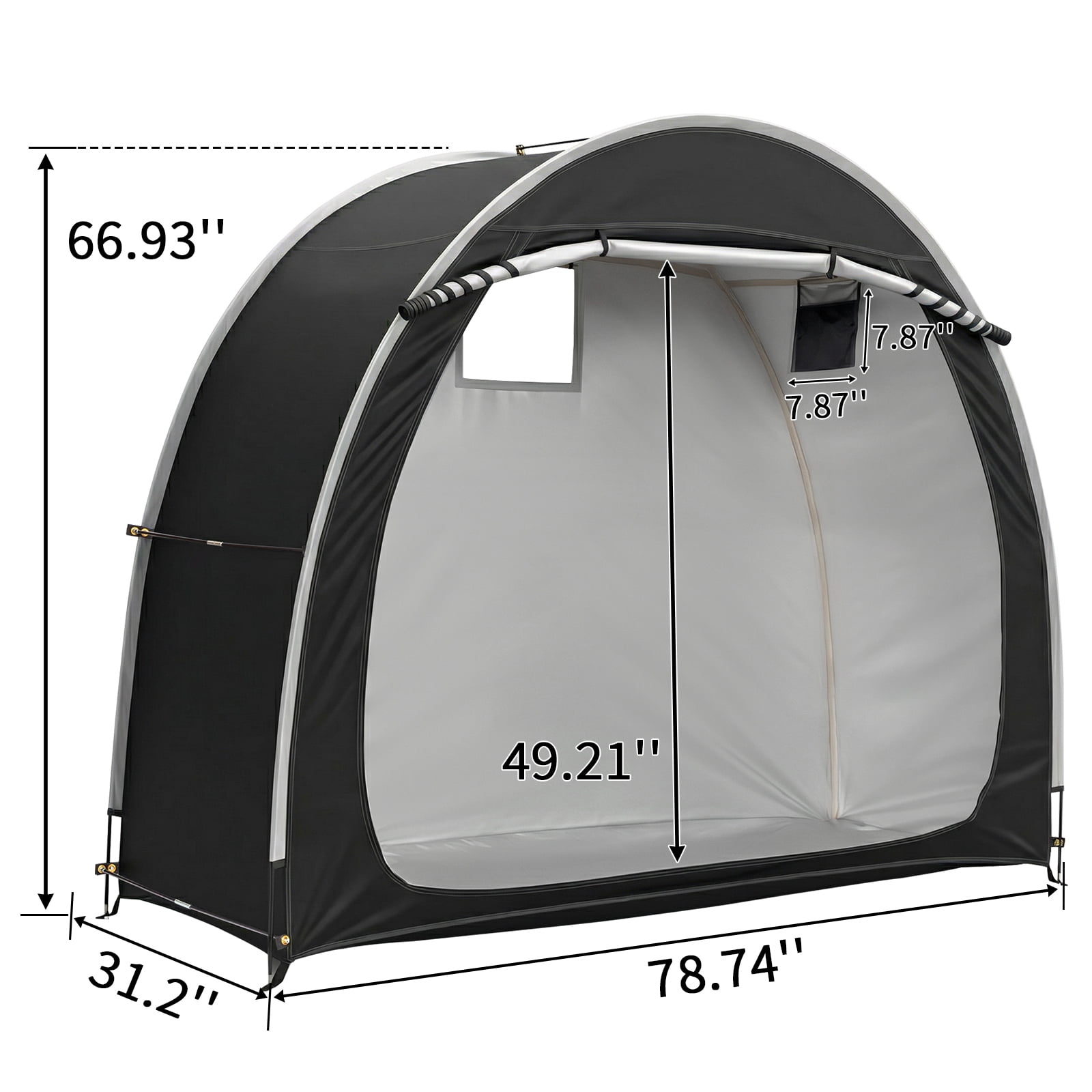 Outdoor Bike Storage Tent Silver-Coated Oxford Waterproof UV-Resistant Bicycle Cover Shed with Window & Zipper Door, Portable Storage Shelter for 2-3 Bikes Motorcycle Garden Tools Camping Patio