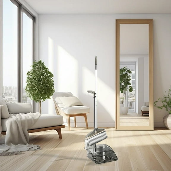 Household Essentials Savings YZEGDCH Broom with Dustpan Combo Set Long Handle Broom with Upright Standing Dust Pan for Home Office Hardwood Floors Pet Hair