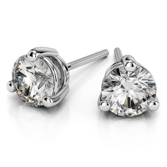 2.00 Carat Stunning Round Cut Lab Created Diamond Screw Back Stud Earrings for Women Solid 950 Platinum 3 Prongs Studs Earring