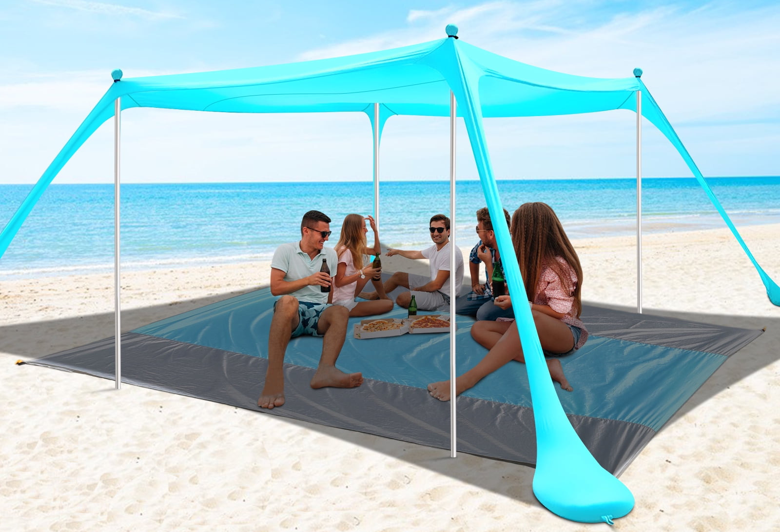 Anngrowy Beach Tent Canopy 10 X10 Beach Tents Sun Shelter 6 8 Person Beach Canopy Tent Sun