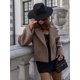 thumbnail image 3 of Abrigo informal de lana sintética para mujer, chaqueta de manga larga con cuello vuelto y una hilera de botones, novedad de otoño, 2024, 3 of 5