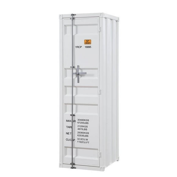 Bowery Hill Contemporary Metal Wardrobe Armoire with 1 Door in White