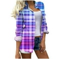 thumbnail image 2 of jobturf Button Down Shirts for Women Dressy Casual Collared Plaid Blouses Comfy Loose Basic Tees Fall Spring Fashion Long Sleeve Tops, 2 of 7
