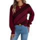 thumbnail image 2 of Suéter Informal de Rayas con Cuello Redondo y Larga Tipo Farol para Mujer Rojo S, 2 of 10