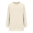 thumbnail image 4 of XFLWAM Sweatshirt for Women Casual Solid Color Crewneck Long Sleeve Basic Tunic Tops Loose Fit Pullover Tee Shirt Beige M, 4 of 6