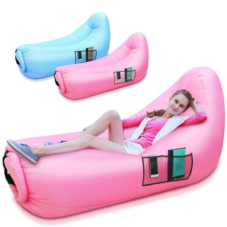 Lakeside Sofa Shops Inflatable Lounger Portable Air Couch Bed Outdoor Inflatable Beach Chair Waterproof & Anti-Air Leaking Inflatable Sofa Hammock with Carrying Bag for Backyard Lakeside Beach Camping, Travelling, Hiking ()