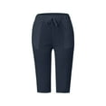 thumbnail image 4 of zicth Blue Womens Sweatpants Capris Pants Women Fashion Solid Color Cotton Flax Elastic Long Pants Beach Leisure Trousers Shorts Streetwear Trousers Size XS, 4 of 4