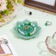 thumbnail image 5 of Bandeja de cerámica para anillos con diseño de mandala verde y flor de loto, 5 of 9