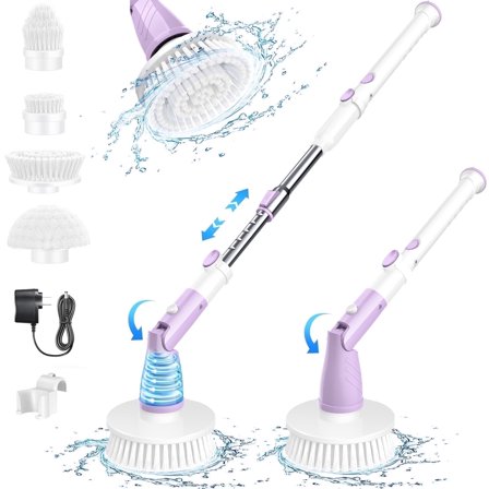 SZRSTH Electric Spin Scrubber - Cordless Cleaning Brush with Extendable Handle Power Shower Scrubber for Bathroom Kitchen Tile Floor