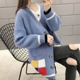 thumbnail image 2 of 2020 New Spring Autumn Korean Loose Sweater Women Coat Solid Knitting Outwear Female Casual Pockets Open Stitch Cardigan NS4654, 2 of 6