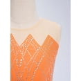 thumbnail image 4 of Kaerm Girls' Figure Skating Dress Mesh Splice Lyrical Ballet Leotard Dress Gymnastics Dancewear Orange 16, 4 of 7