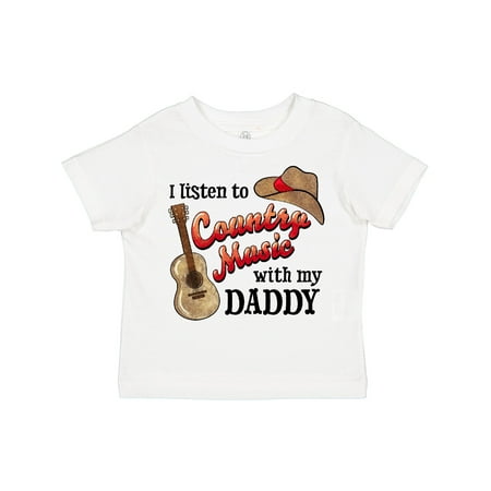 

Inktastic I Listen to Country Music with My Daddy Guitar and Hat Gift Toddler Boy or Toddler Girl T-Shirt