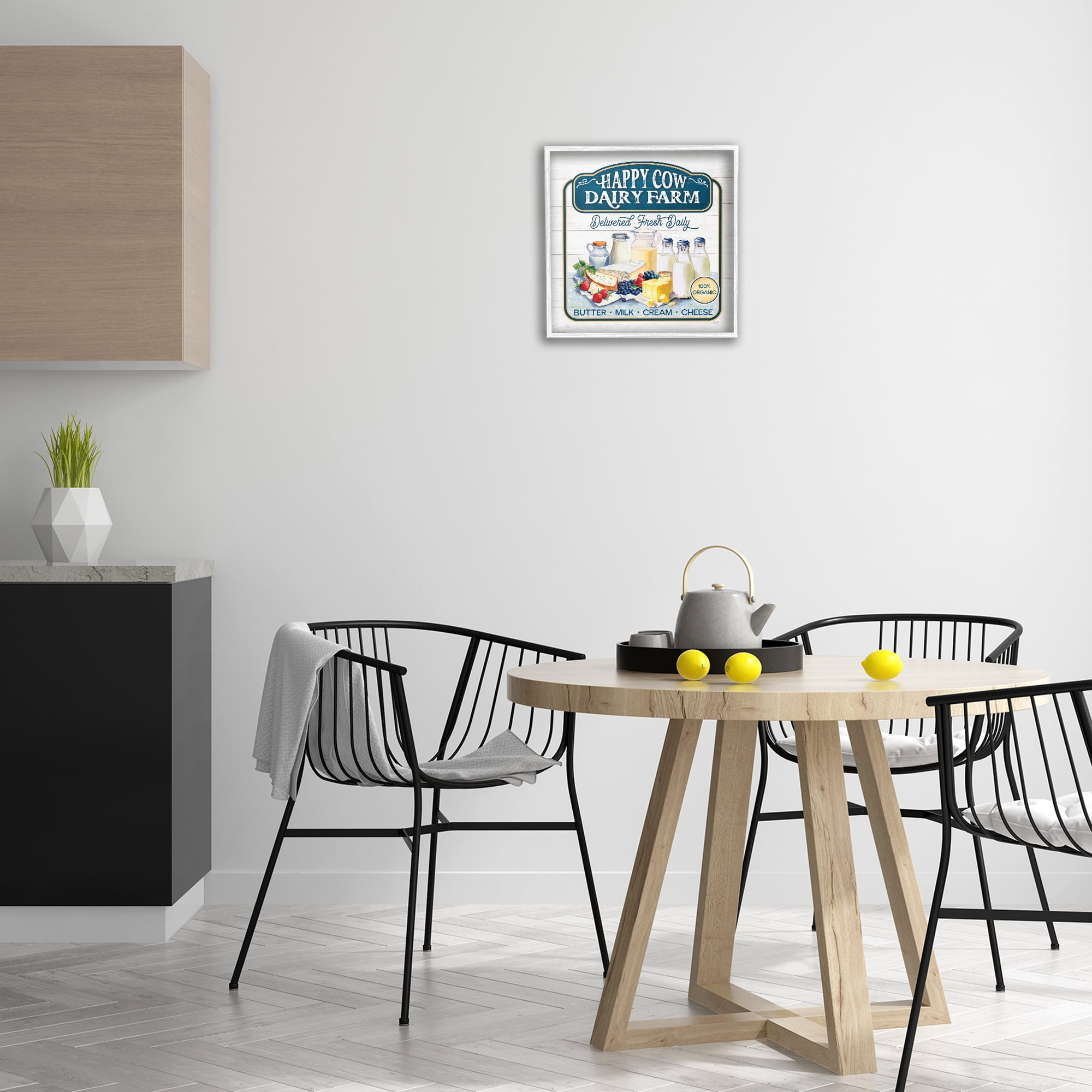 Stupell Industries Happy Cow Farm Food & Beverage Painting White Framed Art Print Wall Art, 17 x 17
