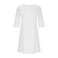 thumbnail image 4 of CHOK Robe Épaules Dénudées pour Femmes Couleur Unie Coton Lin Nœud devant Ourlet à Volants Manches Courtes Robes d'Été Blanches Taille m, 4 of 6