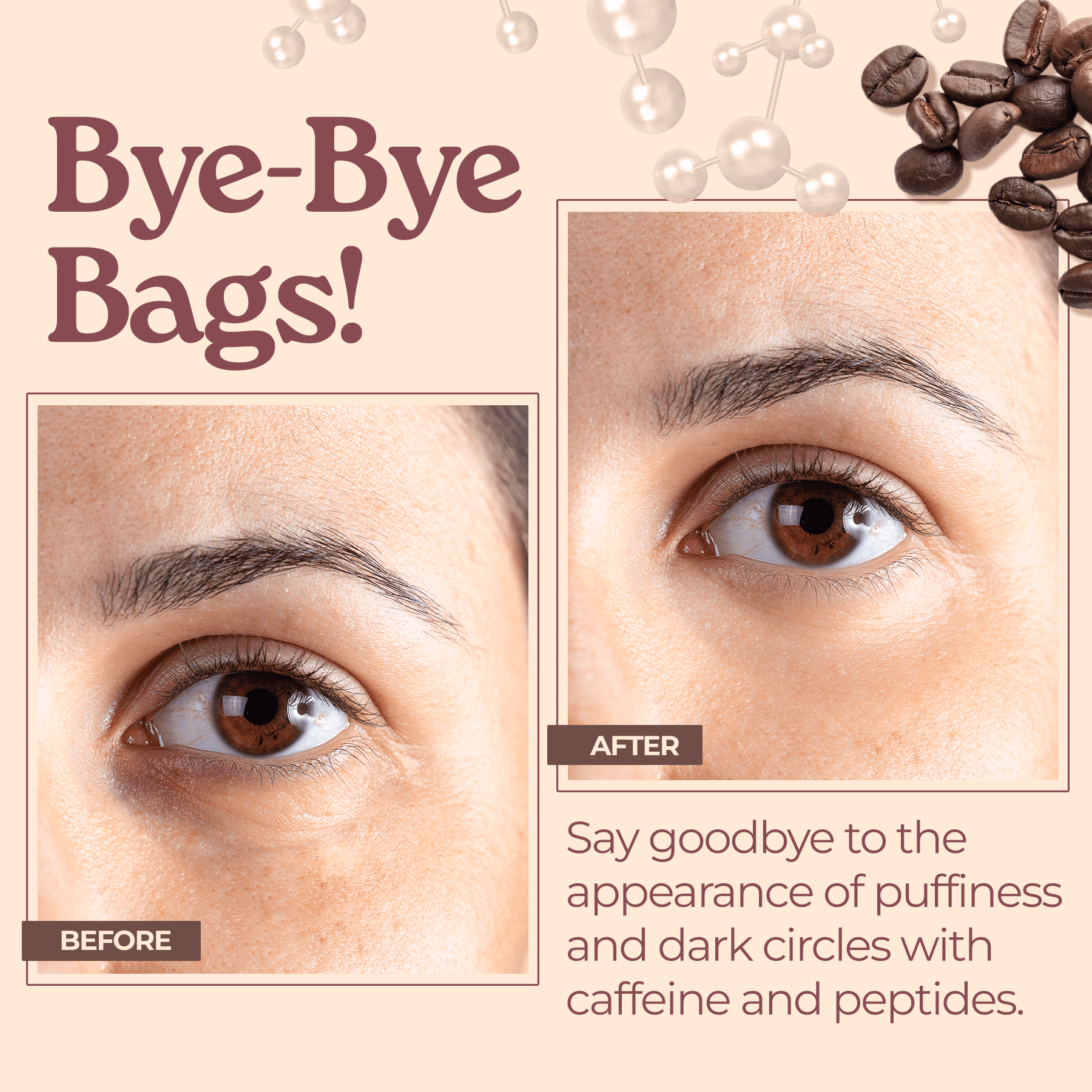 Tree To Tub Caffeine Eye Cream - Under Eye Brightener for Dark Circles, Eye Roller for Puffy Eyes, Puffiness and Bags 0.5 oz