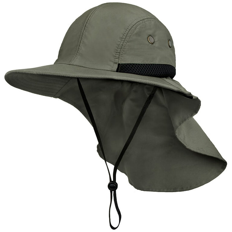 Seekfunning Mens Fishing Hat with Neck Flap for Men，Sun Hat with Wide Brim  for Hiking Safari Hat with Neck Cover for Outdoor Sun Protection Fisherman