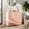 thumbnail image 6 of Ubesgoo 3 Drawer Dresser, Modern Storage Chest with Spacious Drawers, Pink Bedroom Dresser Organizer Cabinet for Bedroom, Living Room and Home Office, 6 of 8