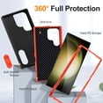 thumbnail image 3 of Military Grade Dropproof Protection Case for Samsung Galaxy S24 Ultra,Dteck Shockproof 3-Layer Protection Case Hidden Kickstand Durable Cover,Black/Orange, 3 of 7