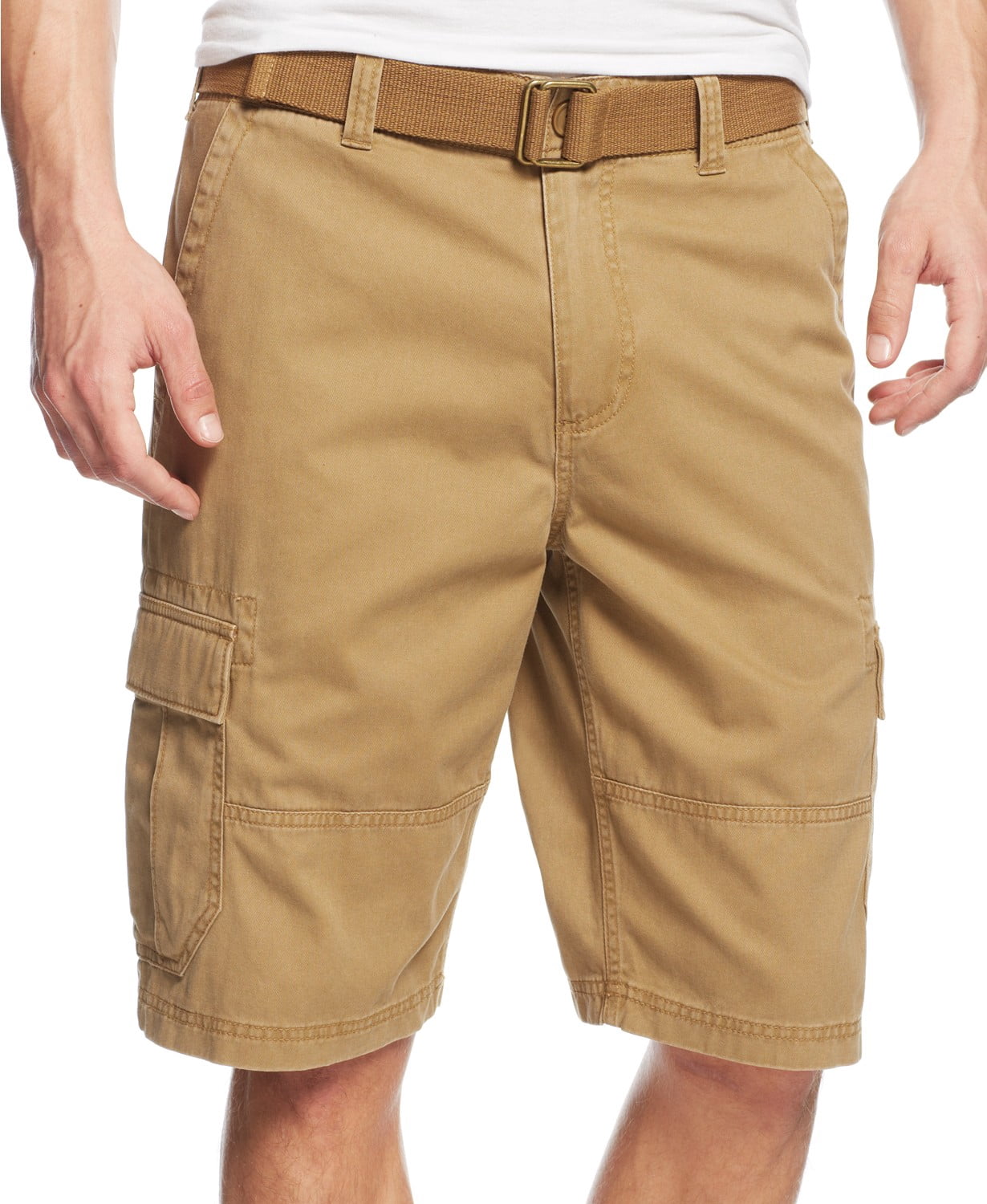 Belted Relaxed Cargo Shorts Beige Size 