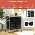 thumbnail image 4 of HOMGX 12 Drawer Rolling Storage Cart, Mobile Organizer Cart with Metal Shelf, Lockable Wheels & 2 Size Drawers, Scrapbook Paper Organizer for School, Office & Beauty Salon (Black), 4 of 17