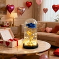 thumbnail image 6 of JWshufel LED Rose Lamp Glass Dome with Fairy Lights Romantic Illuminated Metallic Rose Display Night Light Centerpiece Gift for Couples Anniversary Birthday Home Decor Blue 8.3x4.3x4.3in, 6 of 6