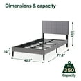 thumbnail image 3 of Mainstays Gray Upholstered Square Tufted Platform Bed, No Box Spring Needed, Twin, 3 of 10