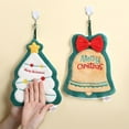 thumbnail image 4 of Dujiujun Christmas Hand Towel Cute Santa Tree Bell Glove Snowman Elk Ultra Soft Thick Coral Fleece Hanging Loop Quick Drying Super Absorbent Bathroom Kitchen Towel Home Supplies, 4 of 8