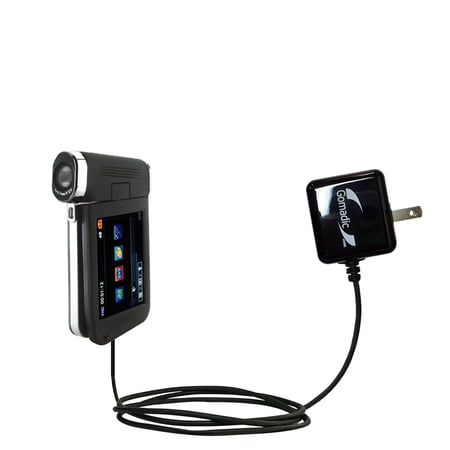 Gomadic Intelligent Compact AC Home Wall Charger suitable for the Veho Muvi Kuzo VC-008 - High output power with a convenient, foldable plug design -