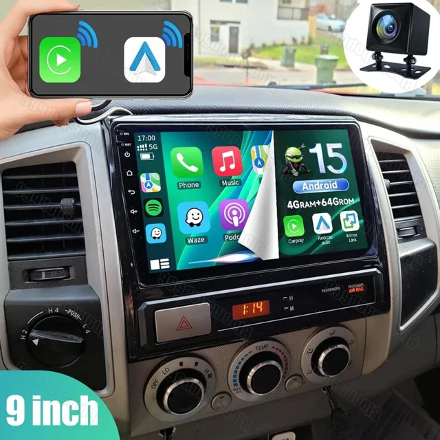 Car Stereo Radio Compatible for Toyota Tacoma 2005-2015 Android 15 Car Player Fit for Carplay/Android Auto WiFi Bluetooth SWC Mirror Link 9-inch GPS Navigation Head Unit 2GB+64GB