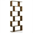 thumbnail image 1 of Gymax 6 Tier S-Shaped Bookshelf Storage Display Bookcase Decor Z-Shelf Coffee, 1 of 10