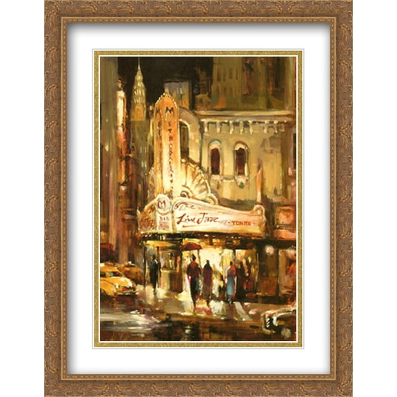 Metropolitan Jazz 2x Matted 24x32 Large Gold Ornate Framed Art Print by Brent Heighton